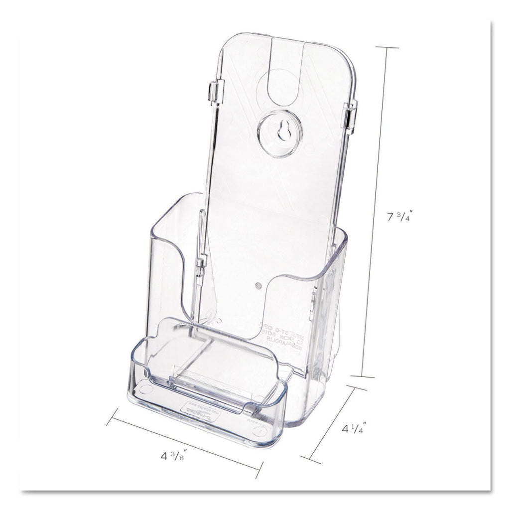 deflecto DocuHolder for Countertop/Wall-Mount w/Card Holder, 4.38w x 4.25d x 7.75h, Clear