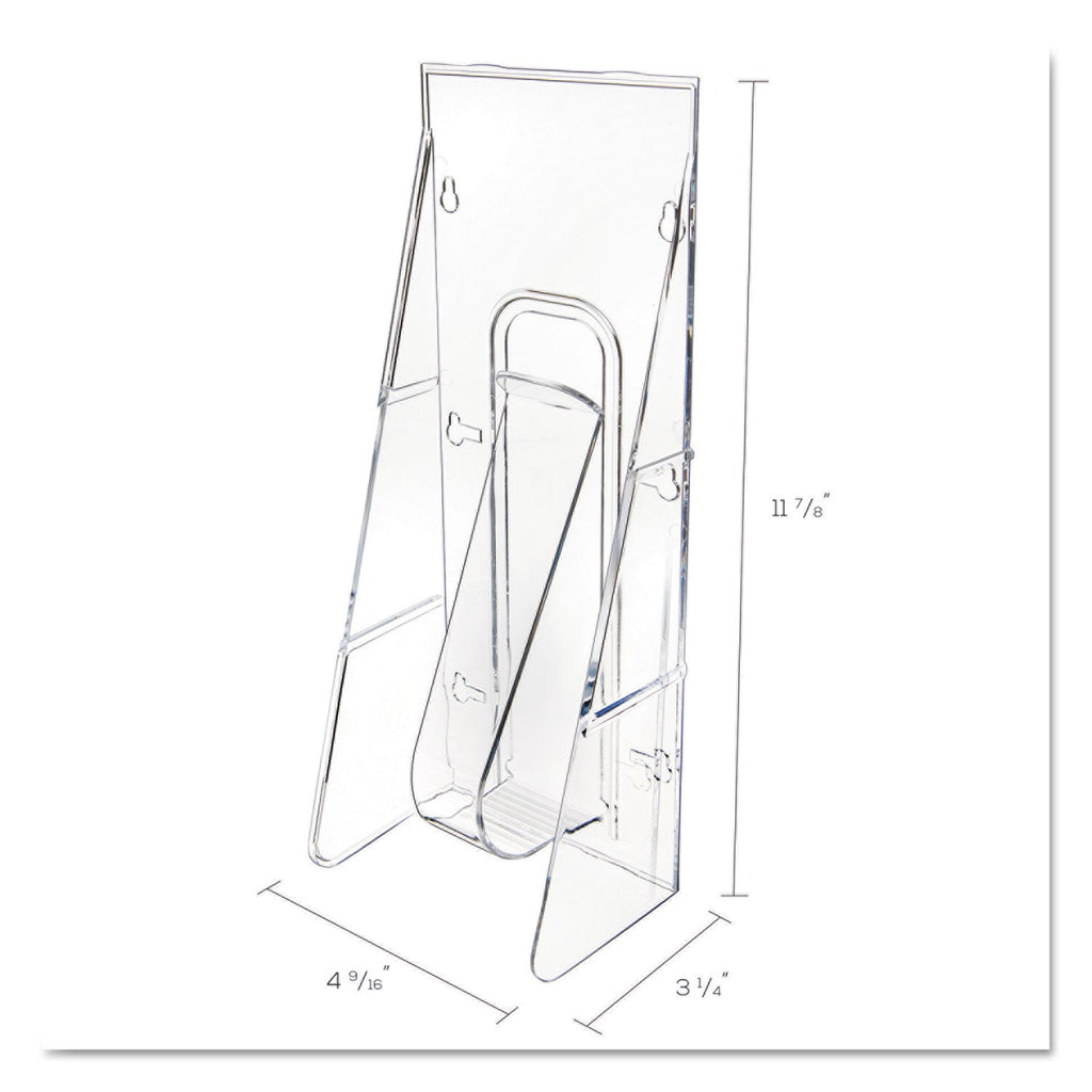 deflecto Stand-Tall Wall-Mount Literature Rack, Leaflet, 4.56w x 3.25d x 11.88h, Clear