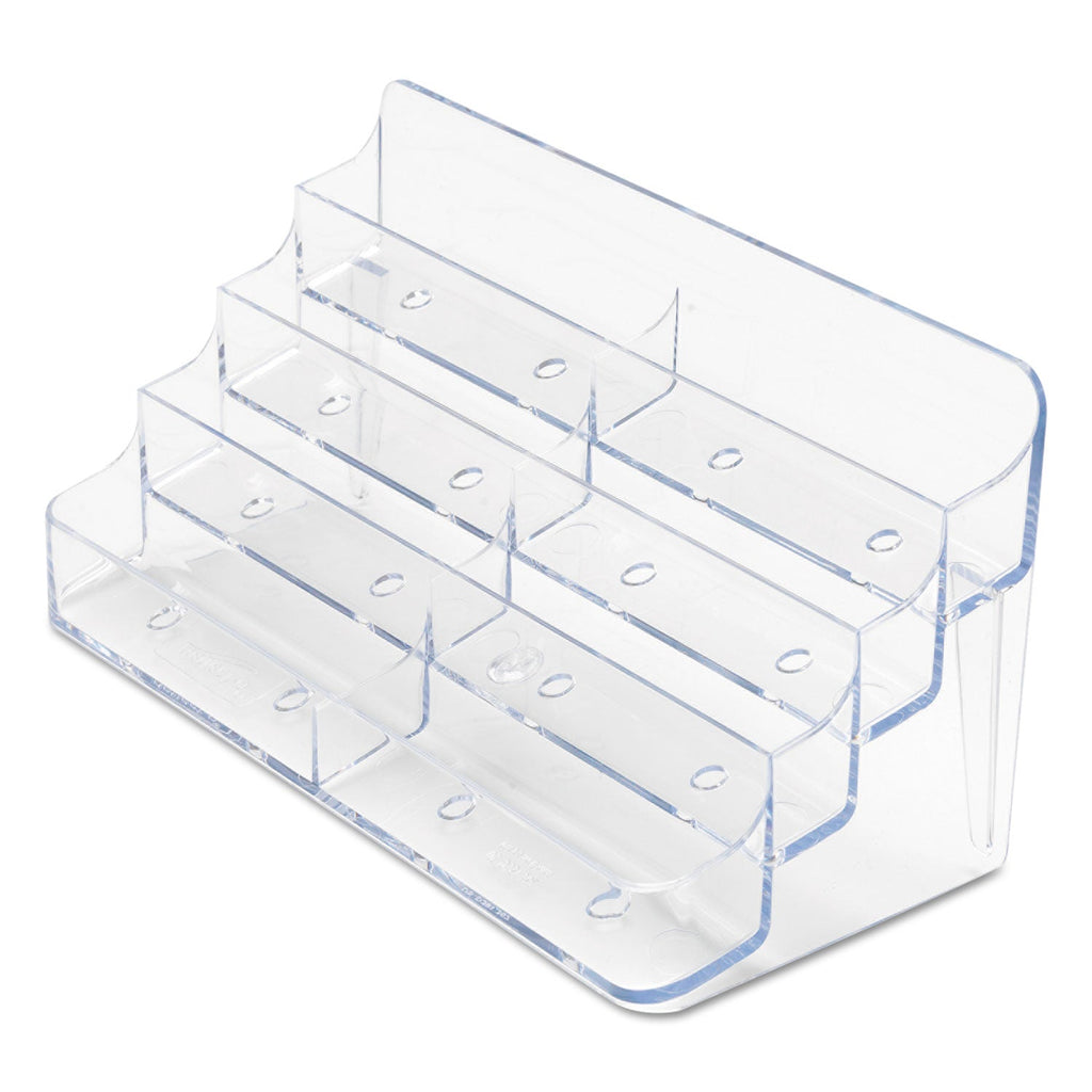 deflecto 8-Pocket Business Card Holder, Holds 400 Cards, 7.78 x 3.5 x 3.38, Plastic, Clear