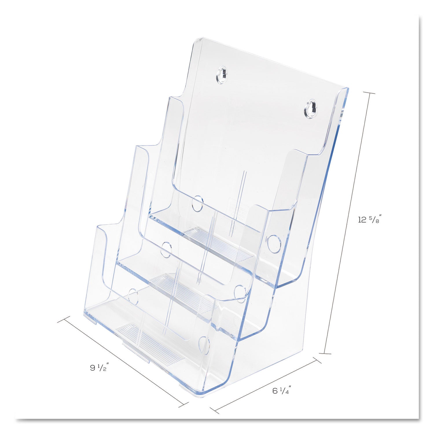 deflecto 3-Compartment DocuHolder, Magazine Size, 9.5w x 6.25d x 12.63, Clear