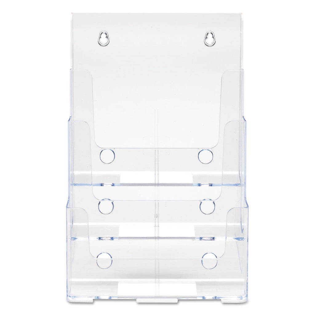 deflecto 3-Compartment DocuHolder, Magazine Size, 9.5w x 6.25d x 12.63, Clear