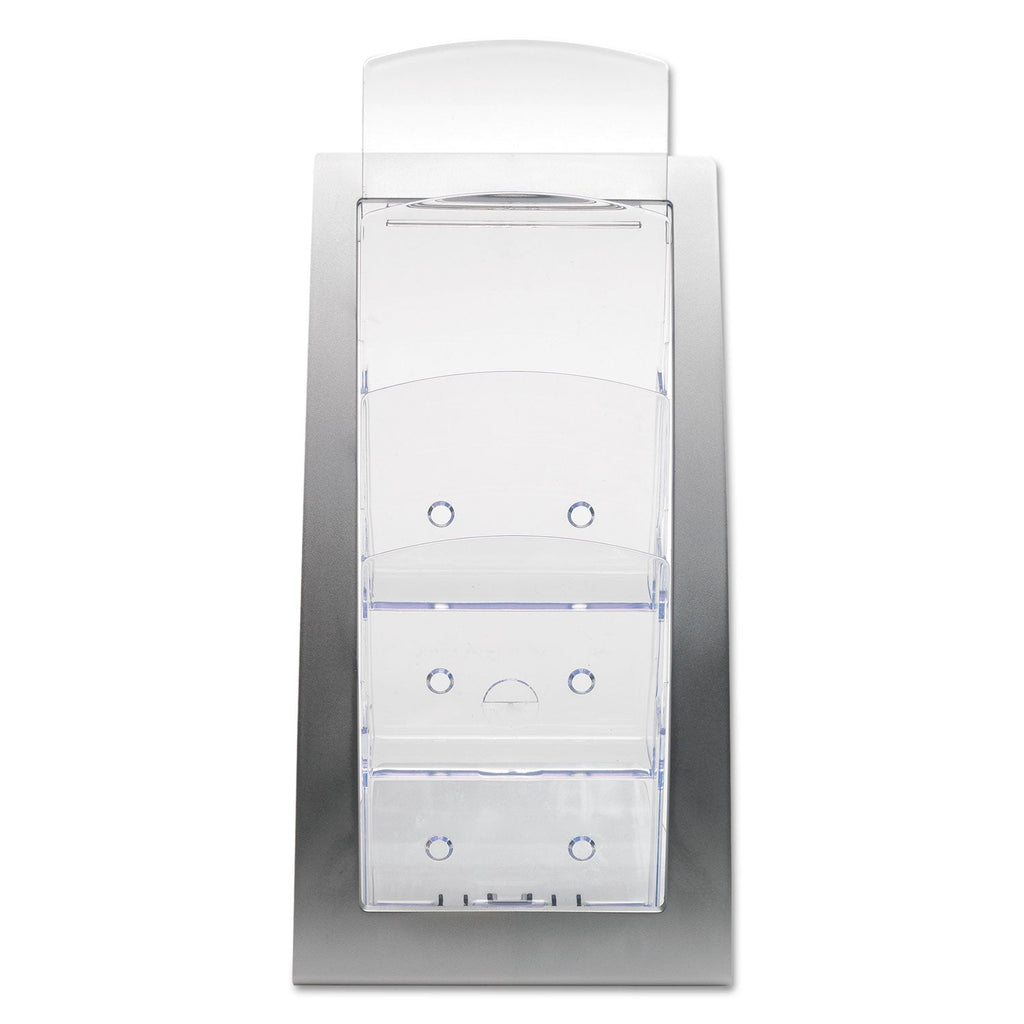 deflecto 3-Tier Literature Holder, Leaflet Size, 6.75w x 6.94d x 13.31h, Silver