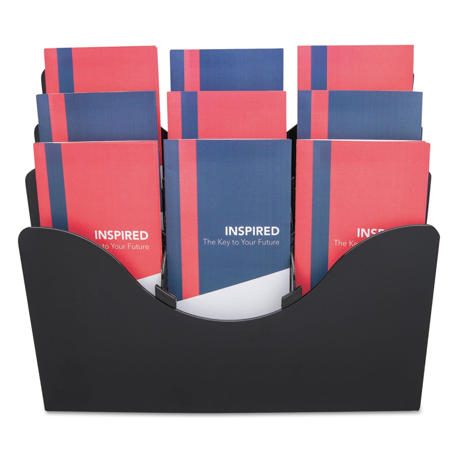 deflecto 3-Tier Document Organizer w/6 Removable Dividers, 13.38w x 3.5d x 11.5h, Black