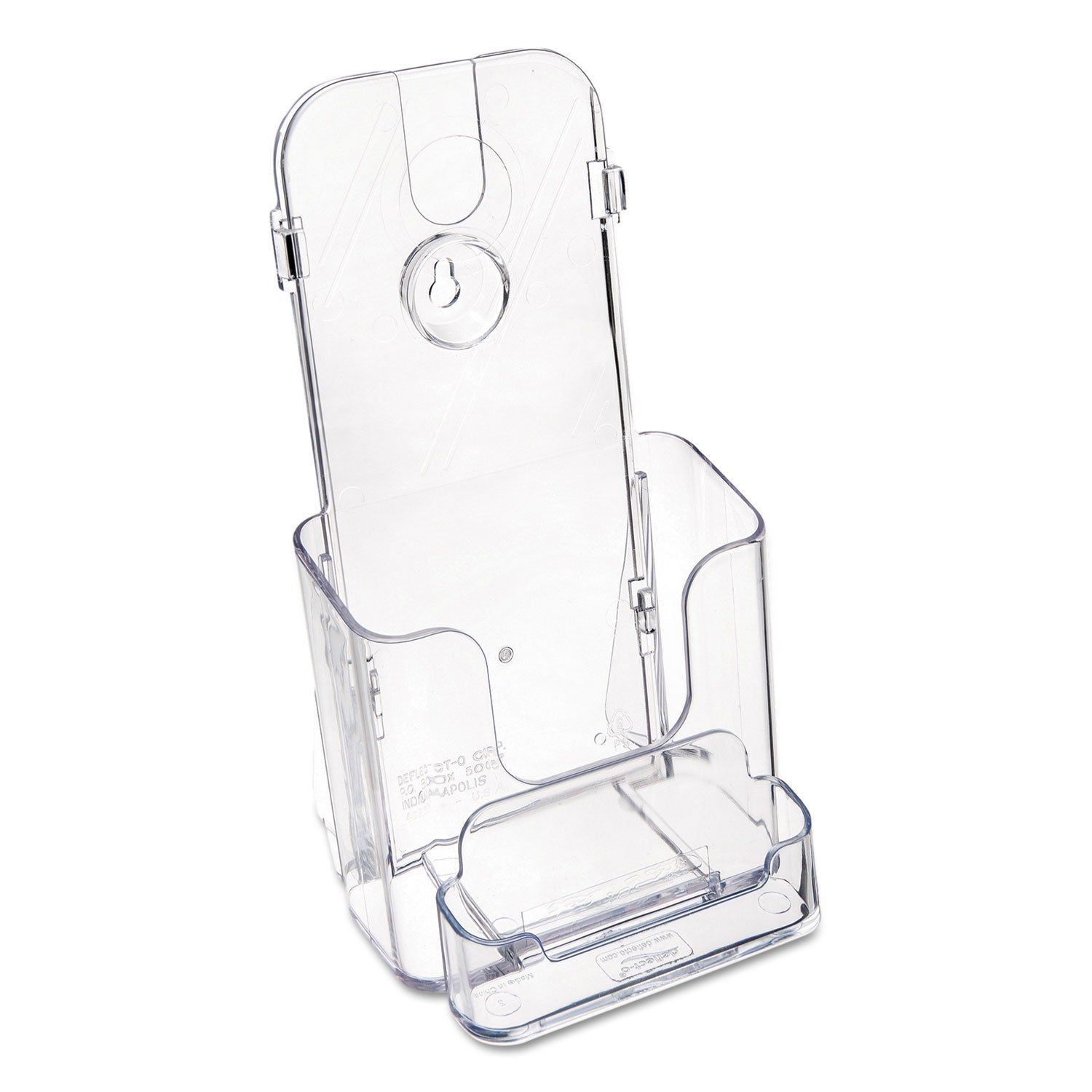 deflecto DocuHolder for Countertop/Wall-Mount w/Card Holder, 4.38w x 4.25d x 7.75h, Clear