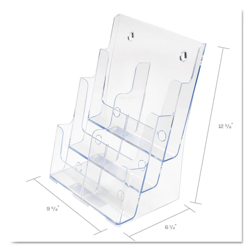 deflecto 6-Compartment DocuHolder, Leaflet Size, 9.63w x 6.25d x 12.63h, Clear