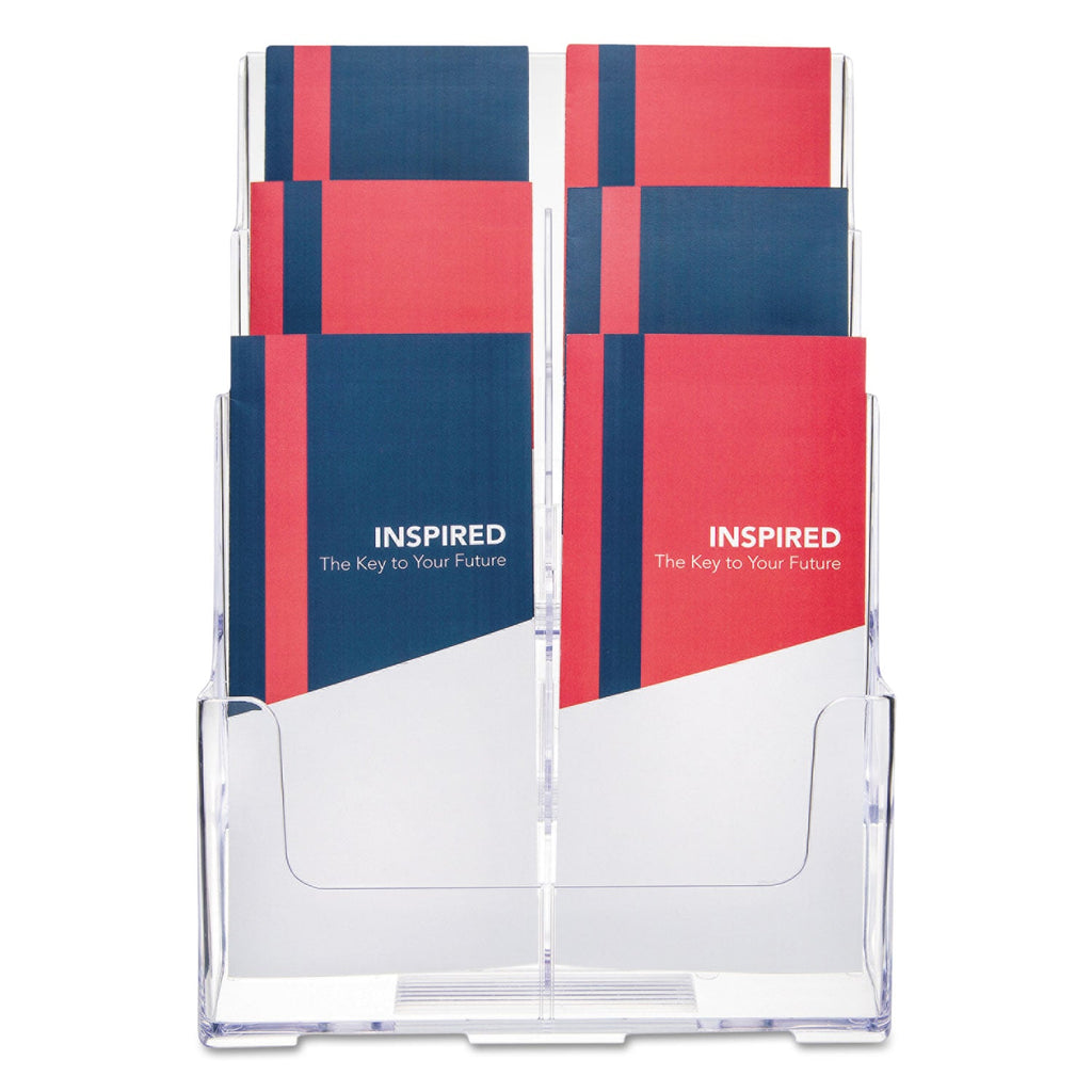 deflecto 6-Compartment DocuHolder, Leaflet Size, 9.63w x 6.25d x 12.63h, Clear