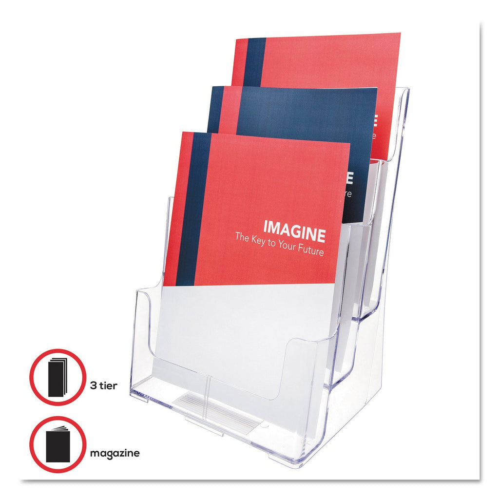 deflecto 3-Compartment DocuHolder, Magazine Size, 9.5w x 6.25d x 12.63, Clear