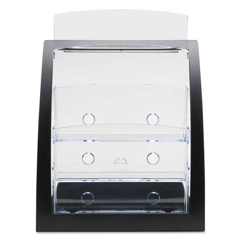 deflecto 3-Tier Literature Holder, Leaflet Size, 11.25w x 6.94d x 13.31h, Black