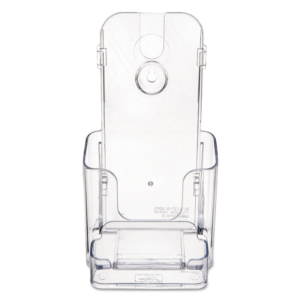 deflecto DocuHolder for Countertop/Wall-Mount w/Card Holder, 4.38w x 4.25d x 7.75h, Clear