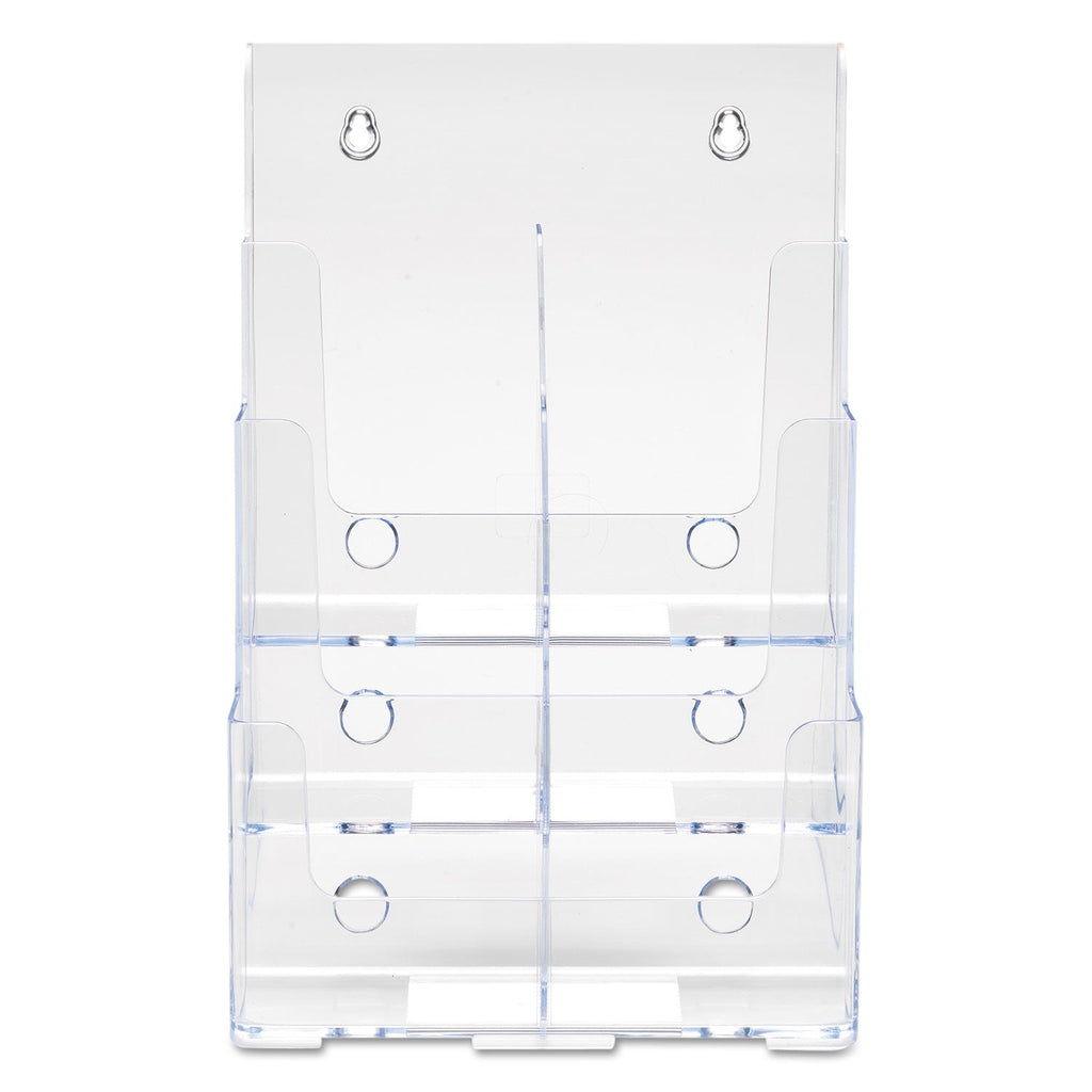 deflecto 6-Compartment DocuHolder, Leaflet Size, 9.63w x 6.25d x 12.63h, Clear