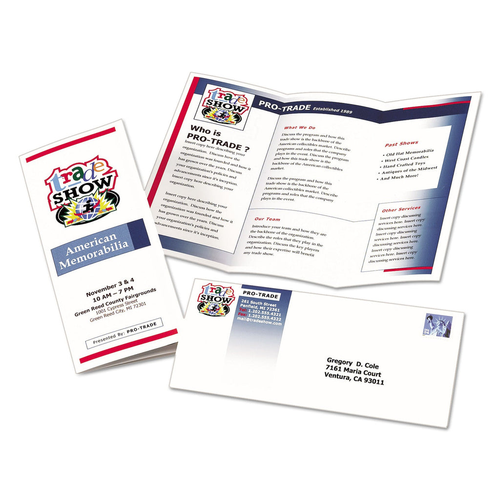 Avery Tri-Fold Brochures, 92 Bright, 85 lb Text Weight, 8.5 x 11, Matte White, 100/Pack