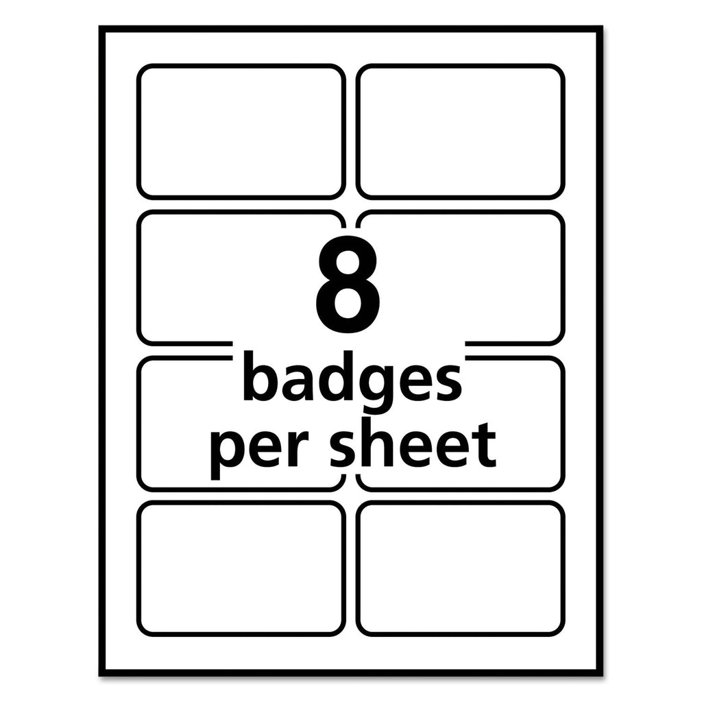 Avery Flexible Adhesive Name Badge Labels, 3.38 x 2.33, White/Blue Border, 400/Box