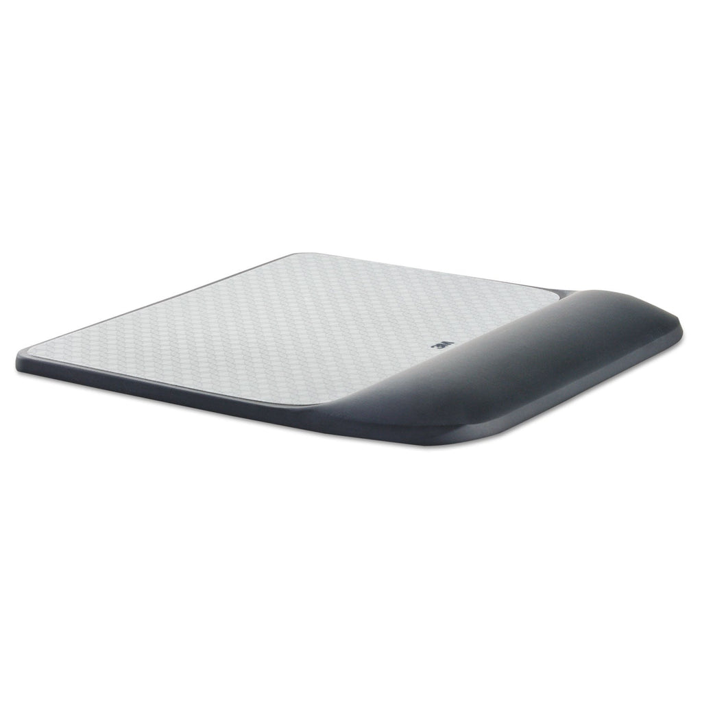 3M Mouse Pad with Precise Mousing Surface and Gel Wrist Rest, 8.5 x 9, Gray/Black