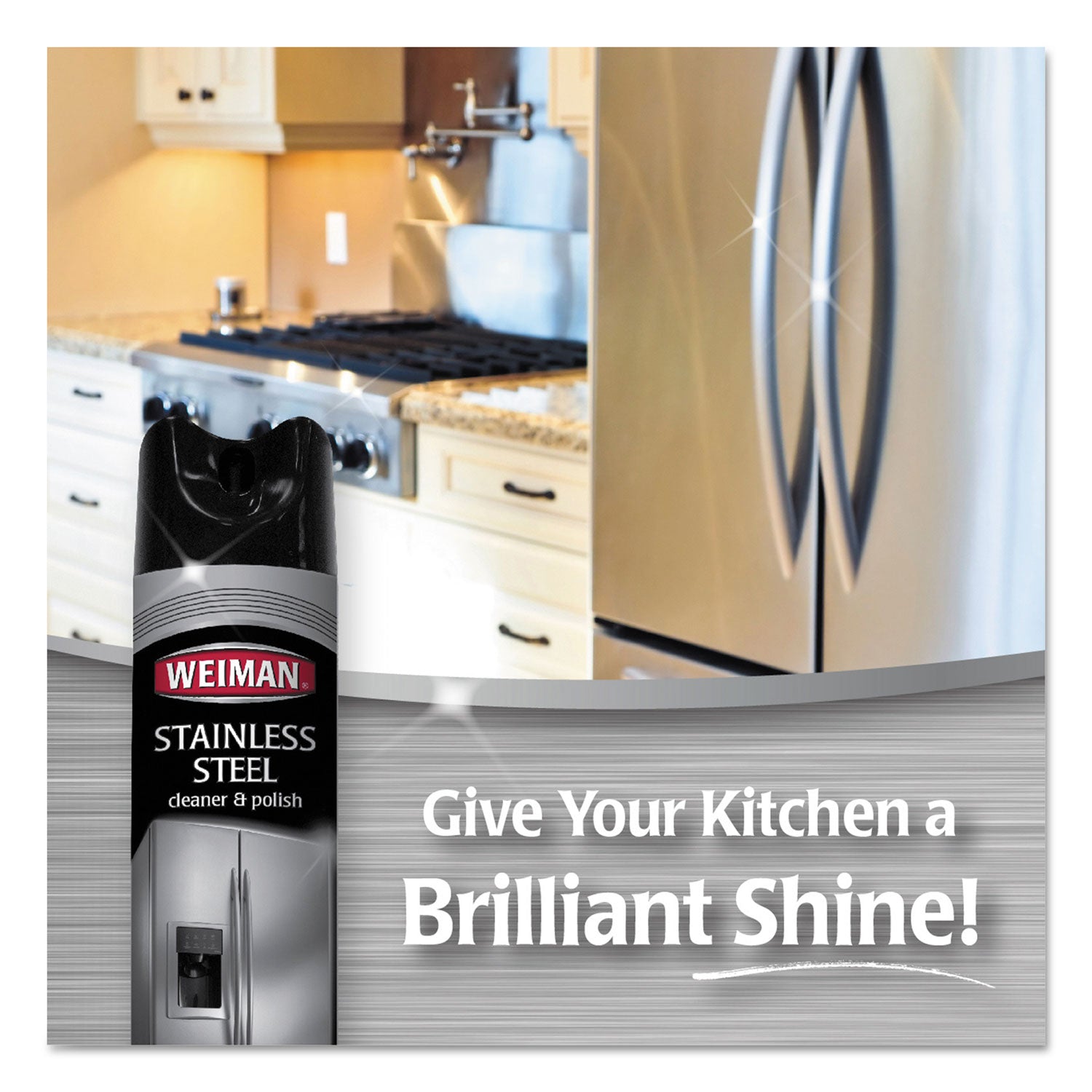 WEIMAN Stainless Steel Cleaner and Polish, 17 oz Aerosol, 6/Carton