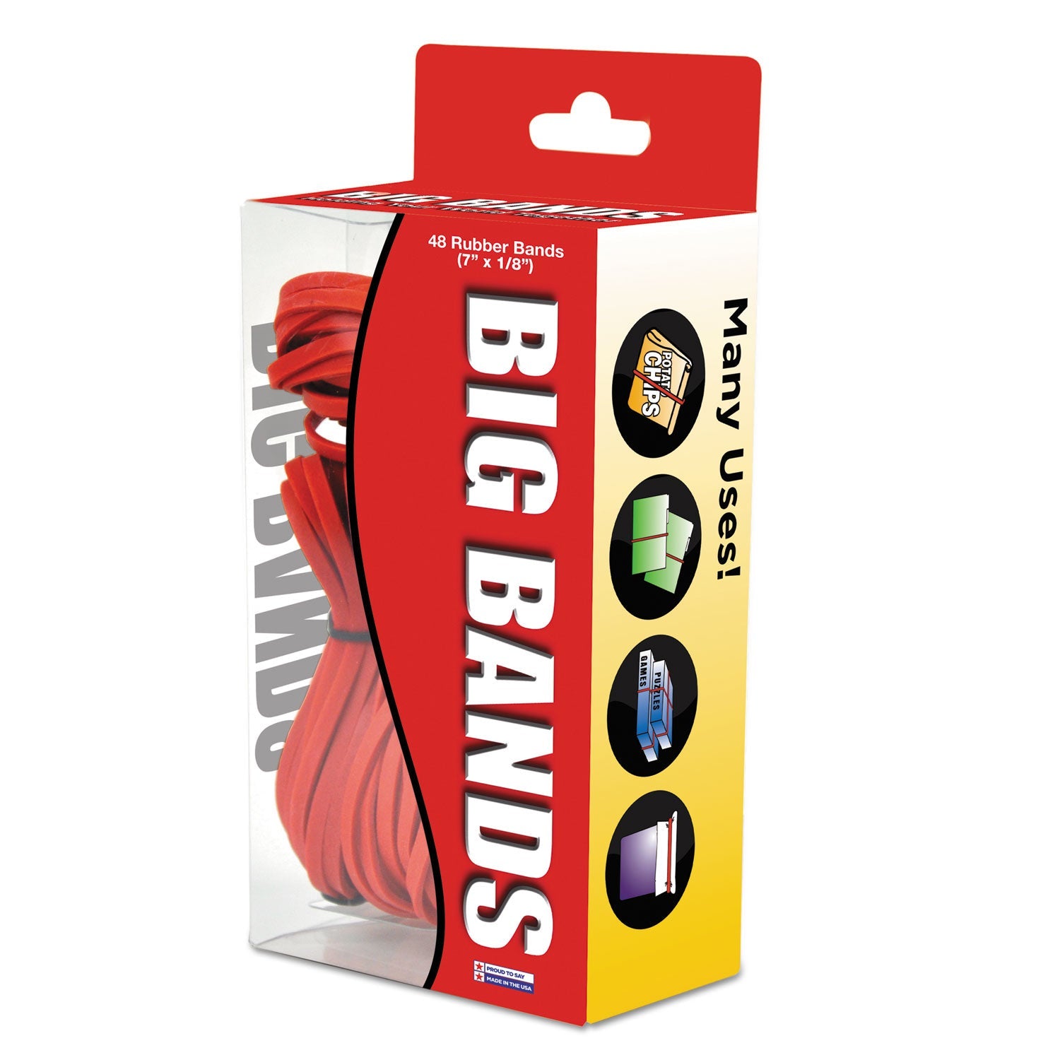 Alliance Big Bands Rubber Bands, Size 117B, 0.07" Gauge, Red, 48/Box