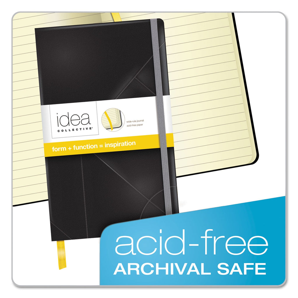 TOPS Idea Collective Journal, Hardcover with Elastic Closure, 1 Subject, Wide/Legal Rule, Black Cover, 8.25 x 5, 120 Sheets