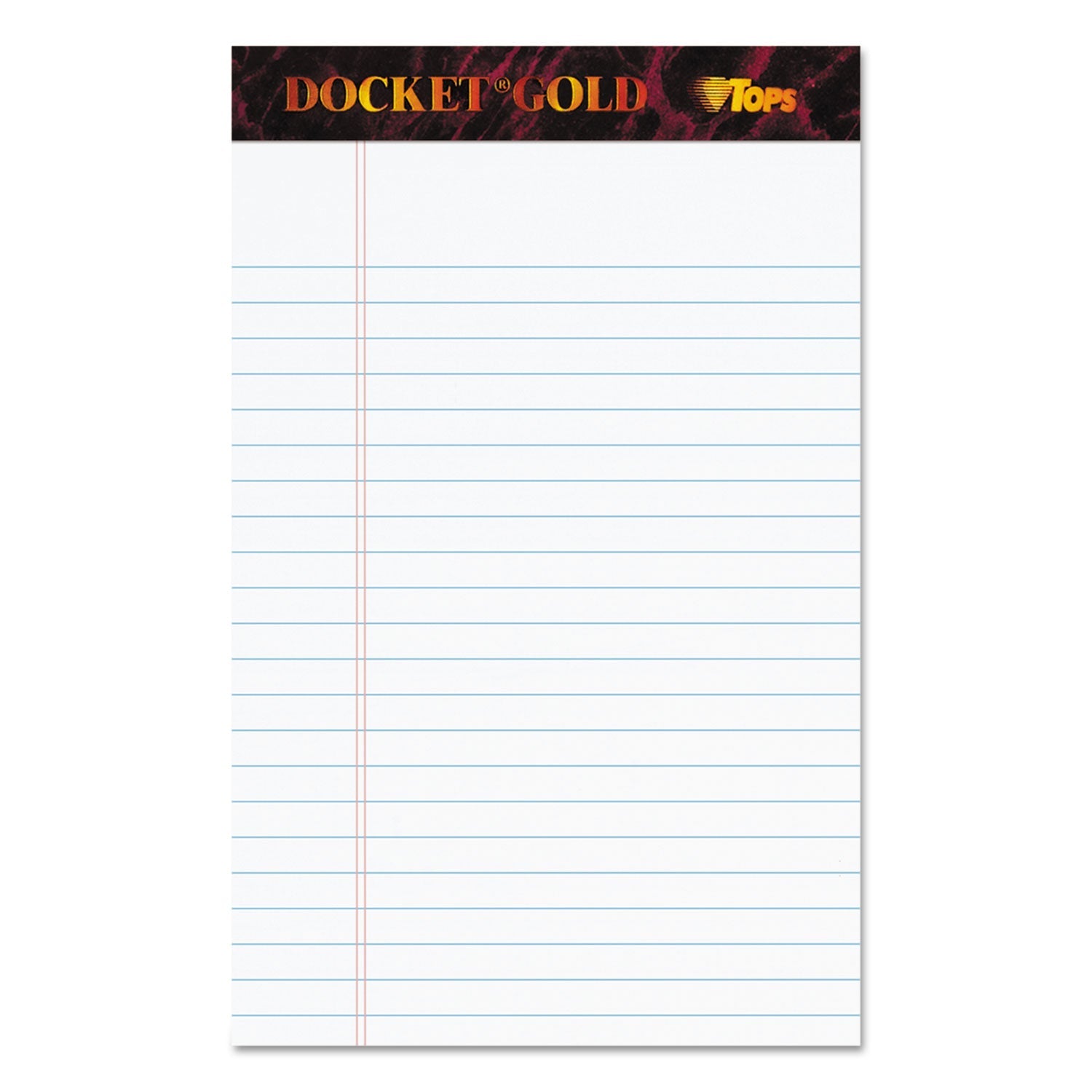 TOPS Docket Gold Ruled Perforated Pads, Narrow Rule, 50 White 5 x 8 Sheets, 12/Pack