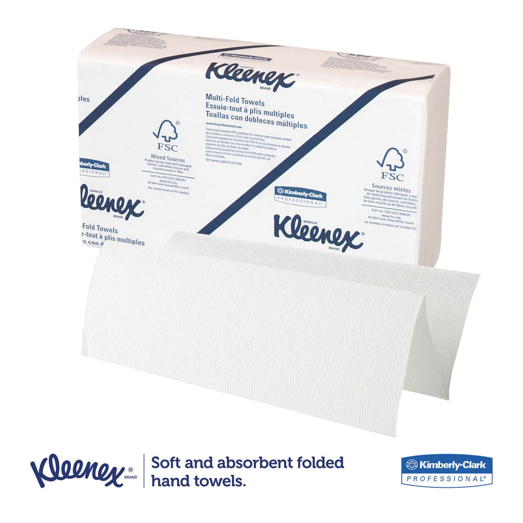 Kleenex Multi-Fold Paper Towels, Convenience, 9.2 x 9.4, White, 150/Pack, 8 Packs/Carton