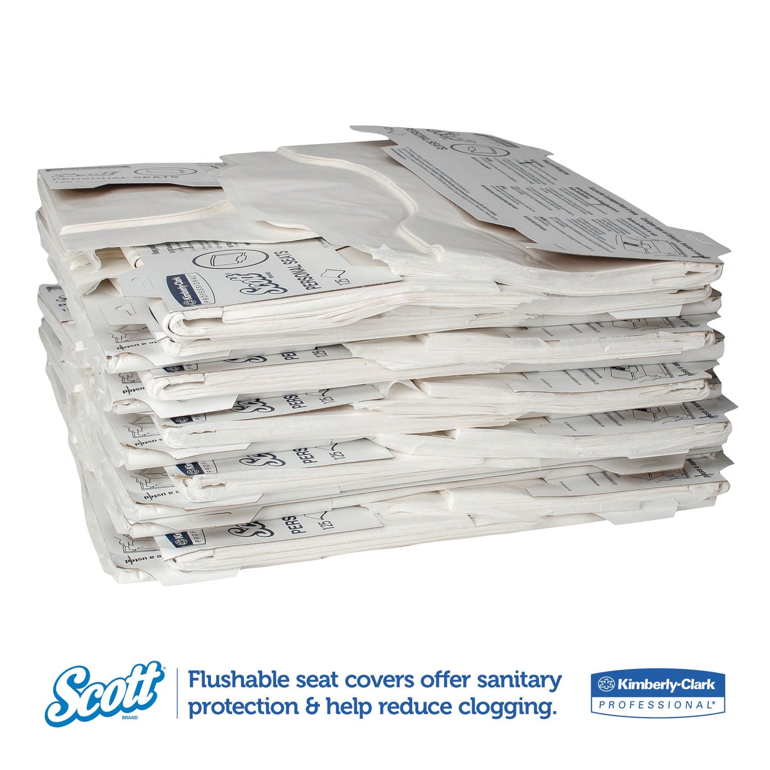 Scott Personal Seats Sanitary Toilet Seat Covers, 15 x 18, White, 125/Pack