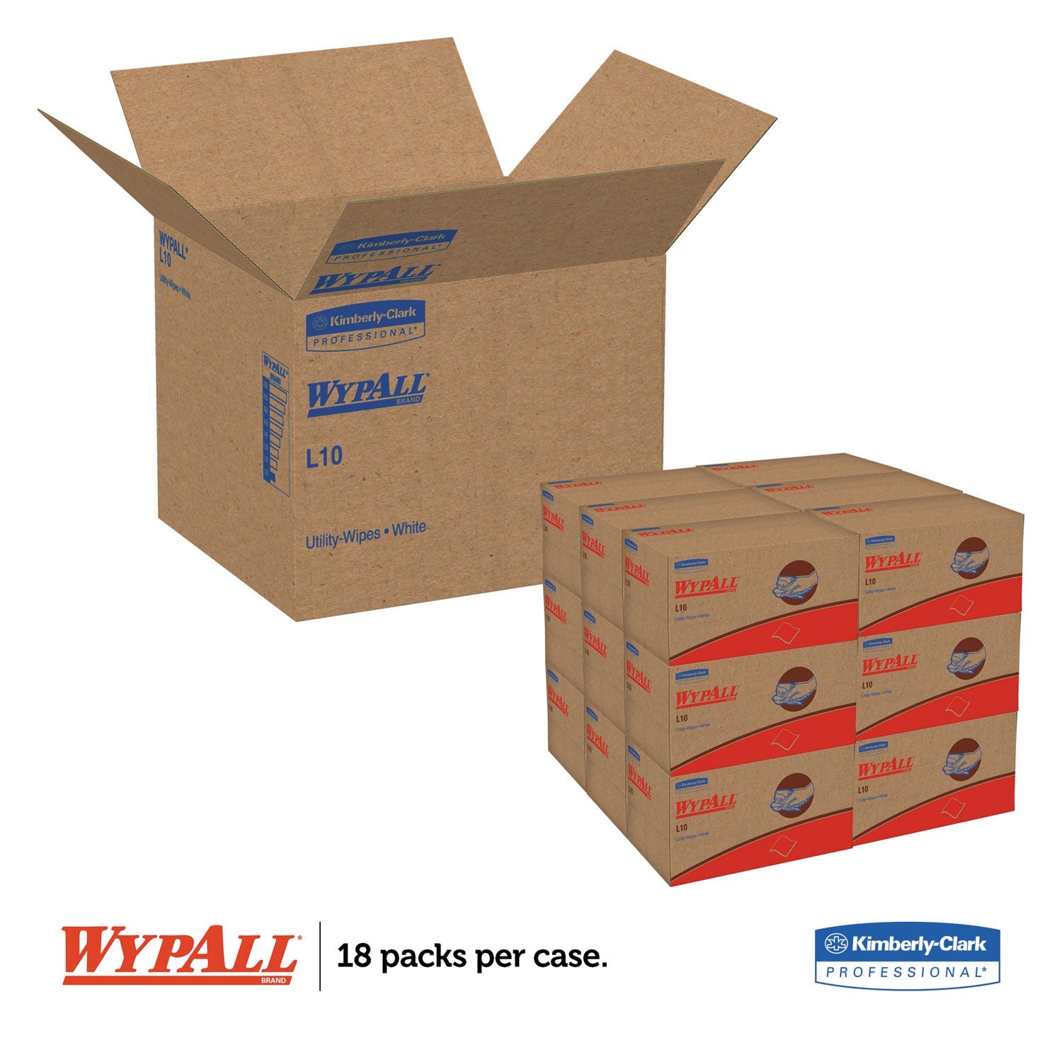WypAll L10 SANI-PREP Dairy Towels, POP-UP Box, 1-Ply, 10.25 x 10.5, 110/Pack, 18 Packs/Carton