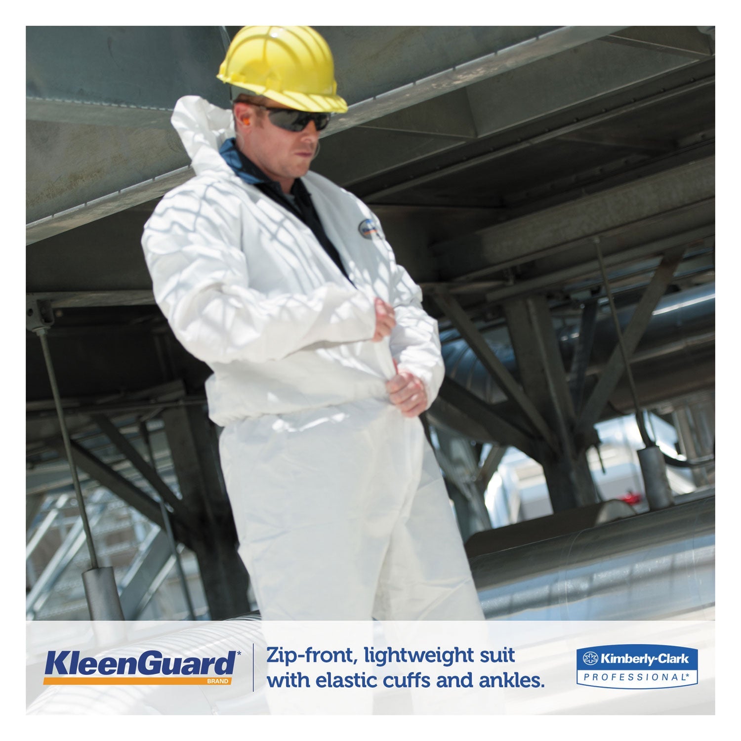 KleenGuard A35 Liquid and Particle Protection Coveralls, Zipper Front, Hooded, Elastic Wrists and Ankles, X-Large, White, 25/Carton