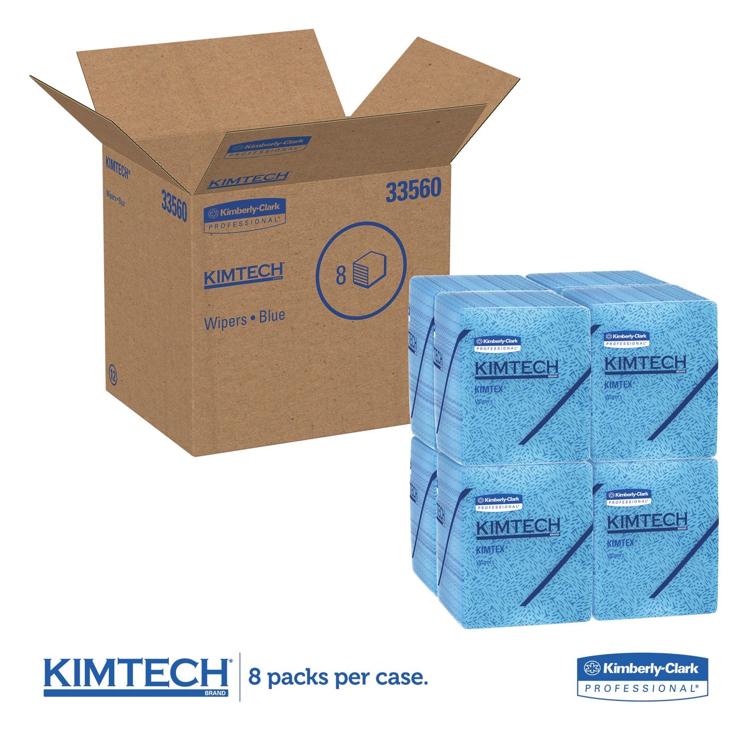 WypAll Power Clean Oil, Grease and Ink Cloths, 1/4 Fold, 12.5 x 12, Blue, 66/Box, 8 Boxes/Carton