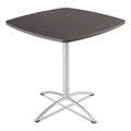 Iceberg iLand Table, Bistro-Height, Square Top, Contoured Edges, 42w x 42d x 42h, Gray Walnut/Silver