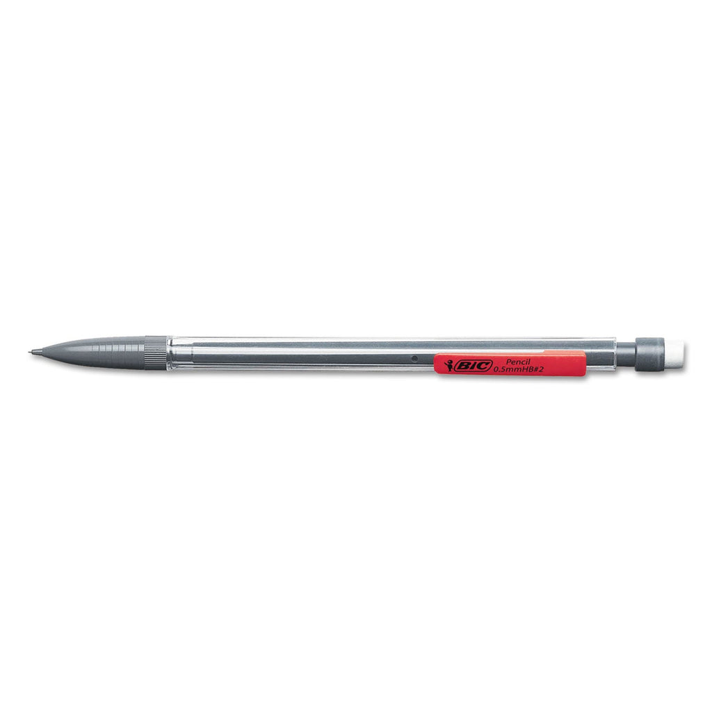 BIC Xtra-Precision Mechanical Pencil, 0.5 mm, HB (#2.5), Black Lead, Clear Barrel, Dozen