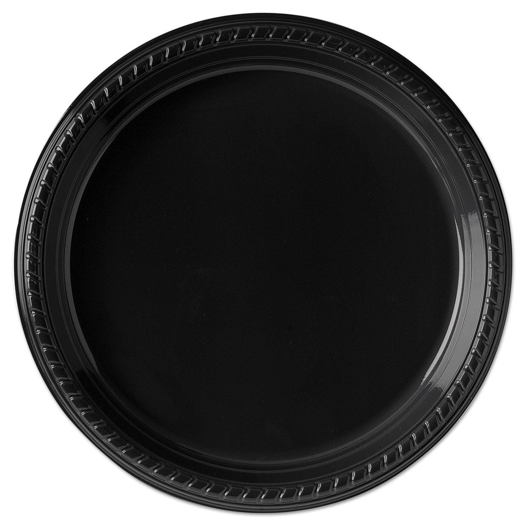 Dart Party Plastic Plates, 10.25 dia", Black, 500/Carton