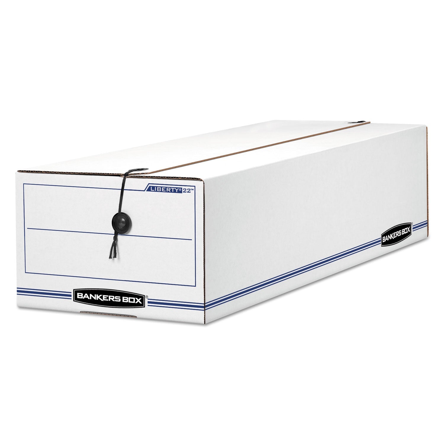 Bankers Box LIBERTY Check and Form Boxes, 9" x 24.25" x 7.5", White/Blue, 12/Carton