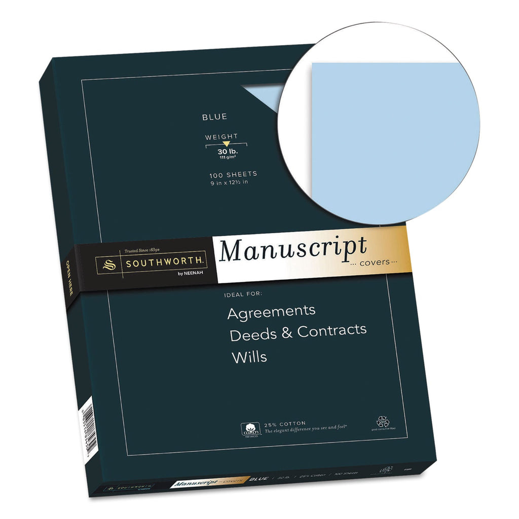 Southworth 25% Cotton Manuscript Cover, 30 lb Bond Weight, 9 x 12.5, 100/Pack