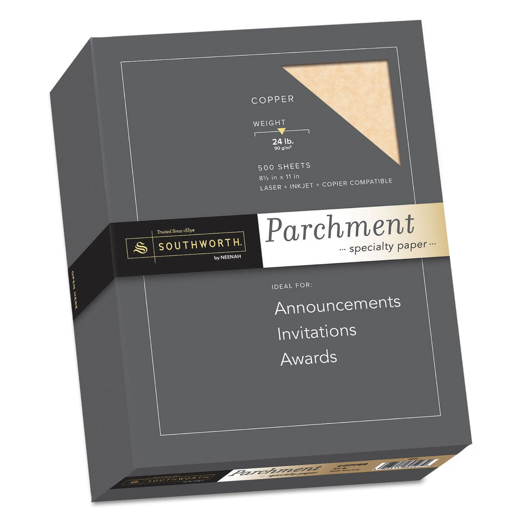 Southworth Parchment Specialty Paper, 24 lb Bond Weight, 8.5 x 11, Copper, 500/Box