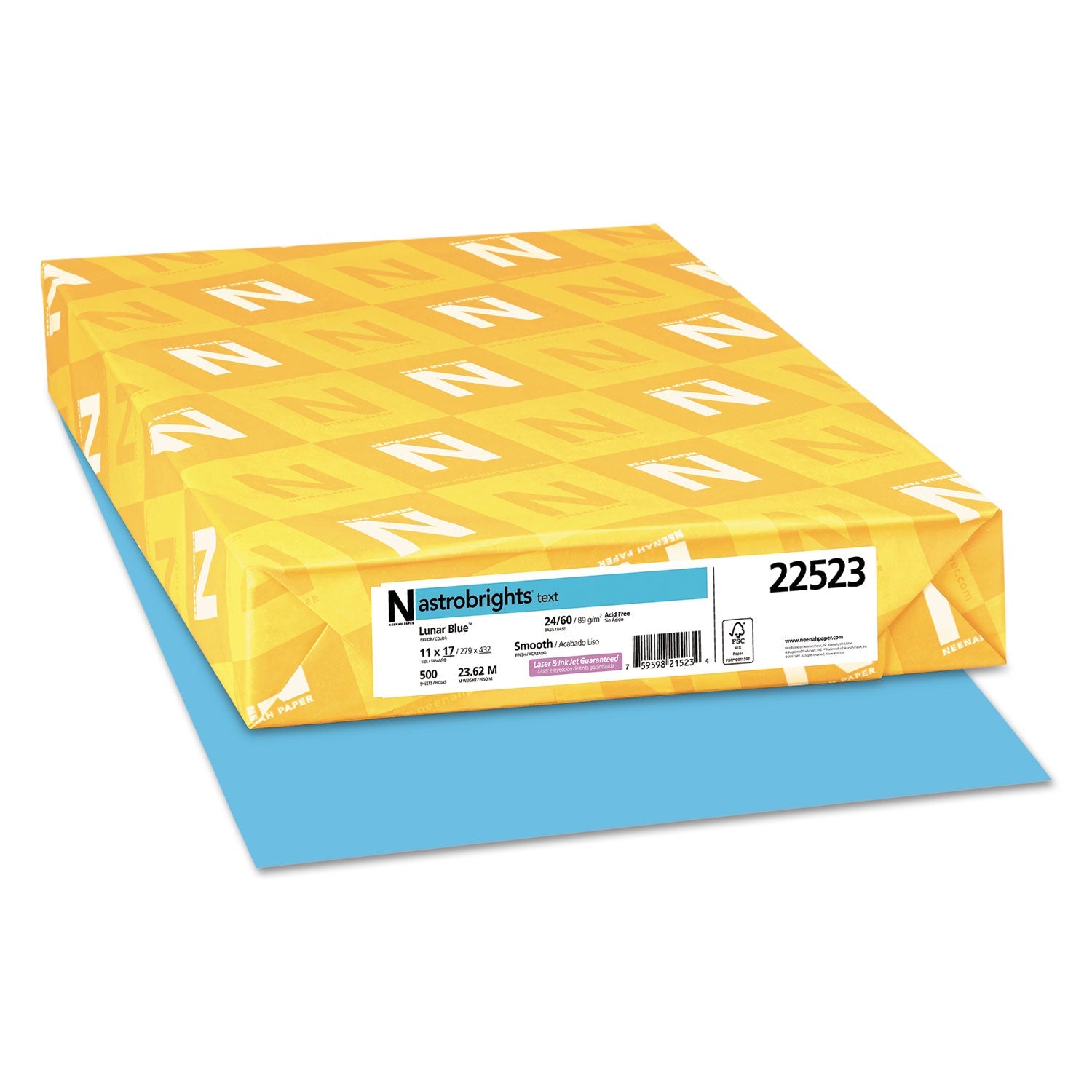 Astrobrights Color Paper, 24 lb Bond Weight, 11 x 17, Lunar Blue, 500/Ream