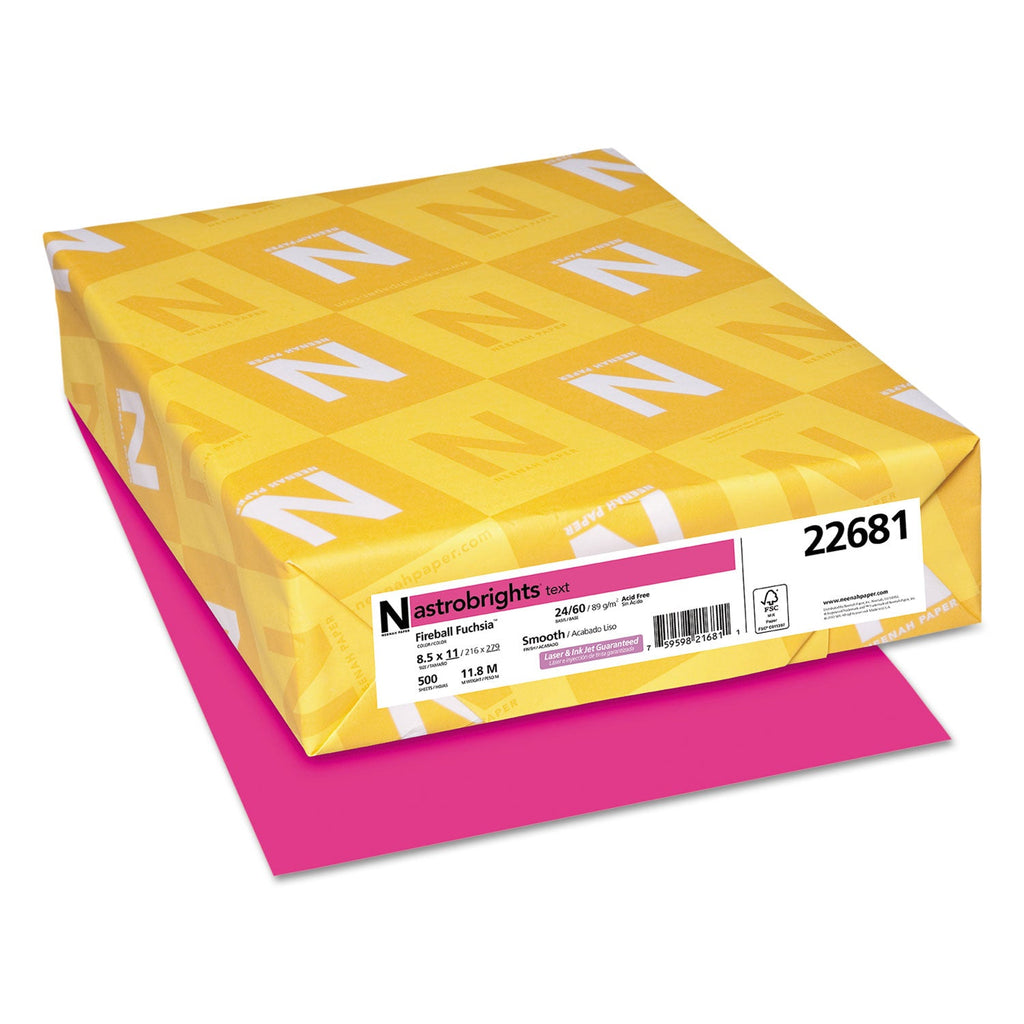 Astrobrights Color Paper, 24 lb Bond Weight, 8.5 x 11, Fireball Fuchsia, 500/Ream