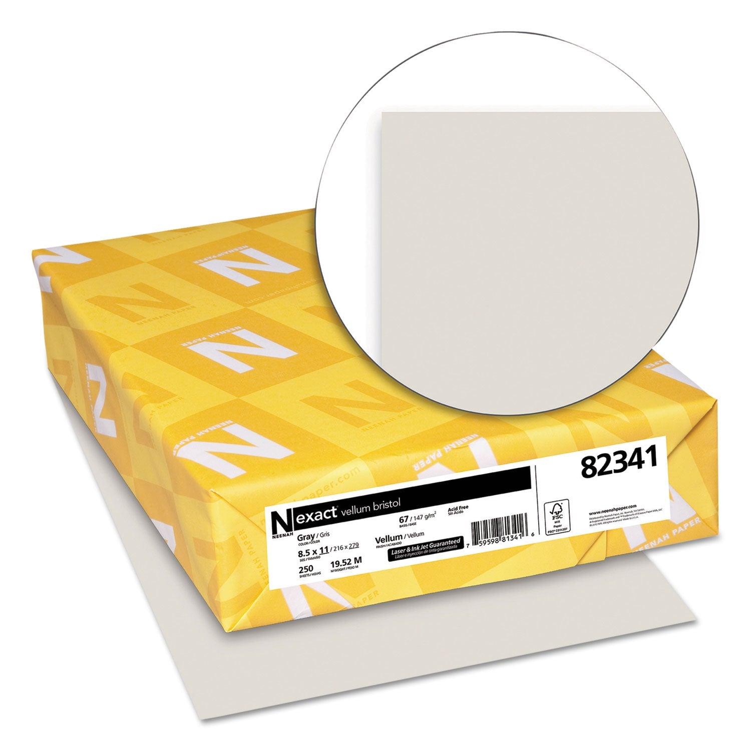 Neenah Paper Exact Vellum Bristol Cover Stock, 67 lb Bristol Weight, 8.5 x 11, 250/Pack