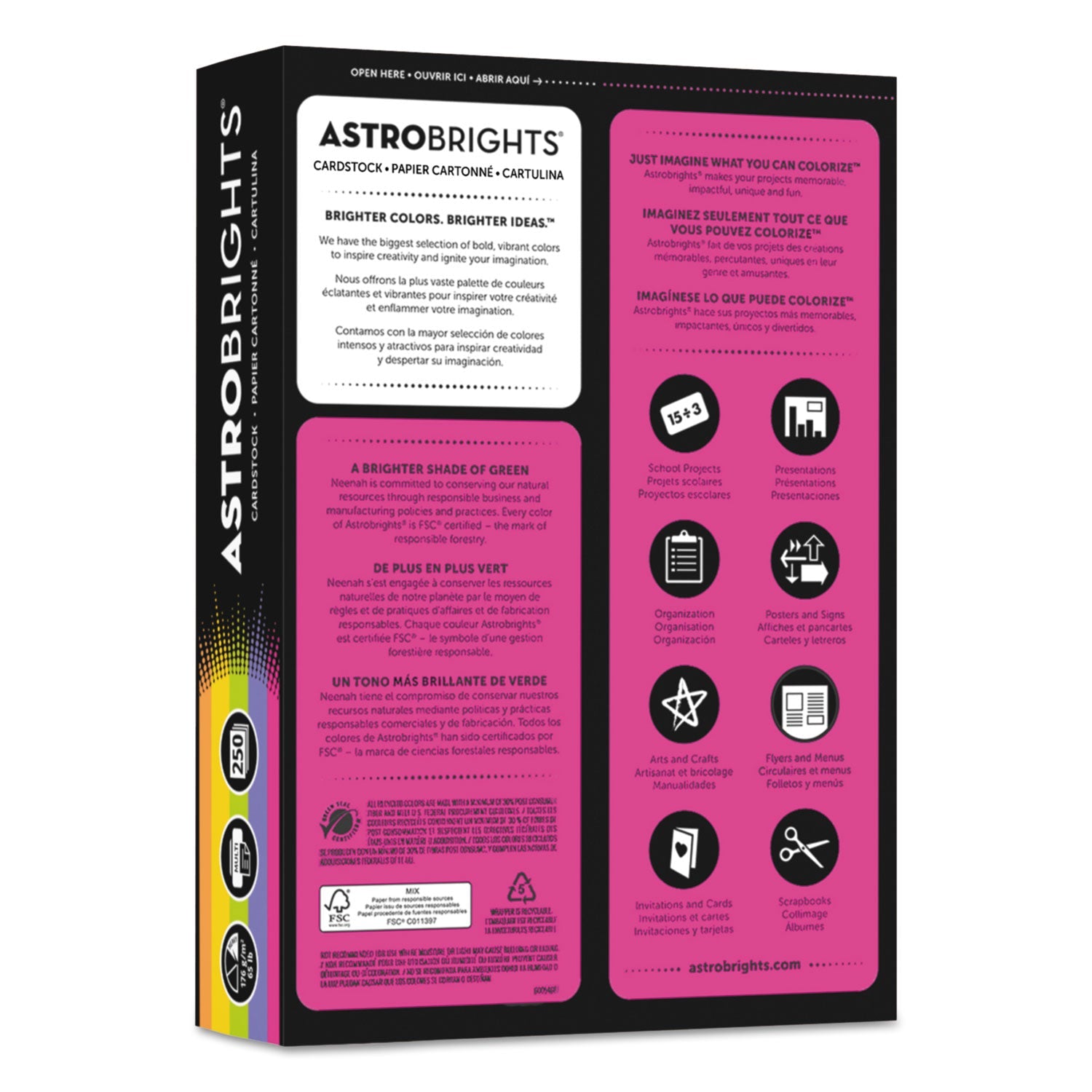 Astrobrights Color Cardstock -"Happy" Assortment, 65 lb Cover Weight, 8.5 x 11, Assorted, 250/Pack