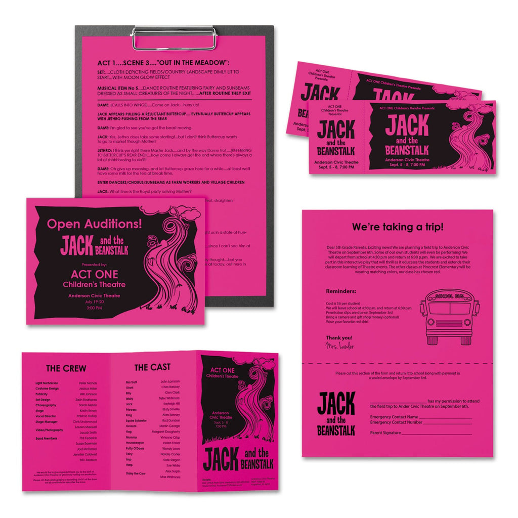 Astrobrights Color Paper, 24 lb Bond Weight, 8.5 x 11, Fireball Fuchsia, 500/Ream