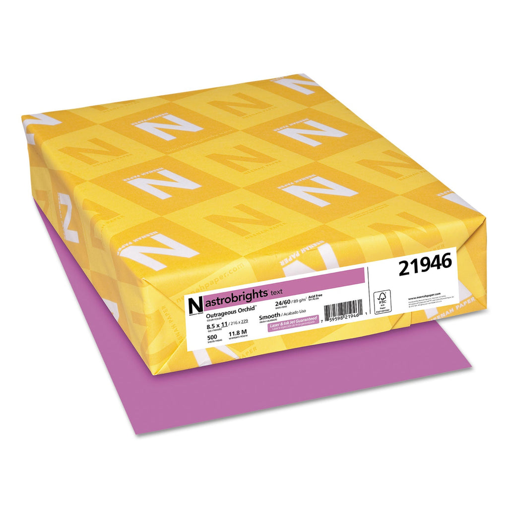 Astrobrights Color Paper, 24 lb Bond Weight, 8.5 x 11, Outrageous Orchid, 500/Ream