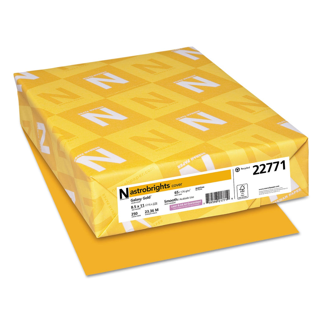 Astrobrights Color Cardstock, 65 lb Cover Weight, 8.5 x 11, Galaxy Gold, 250/Pack