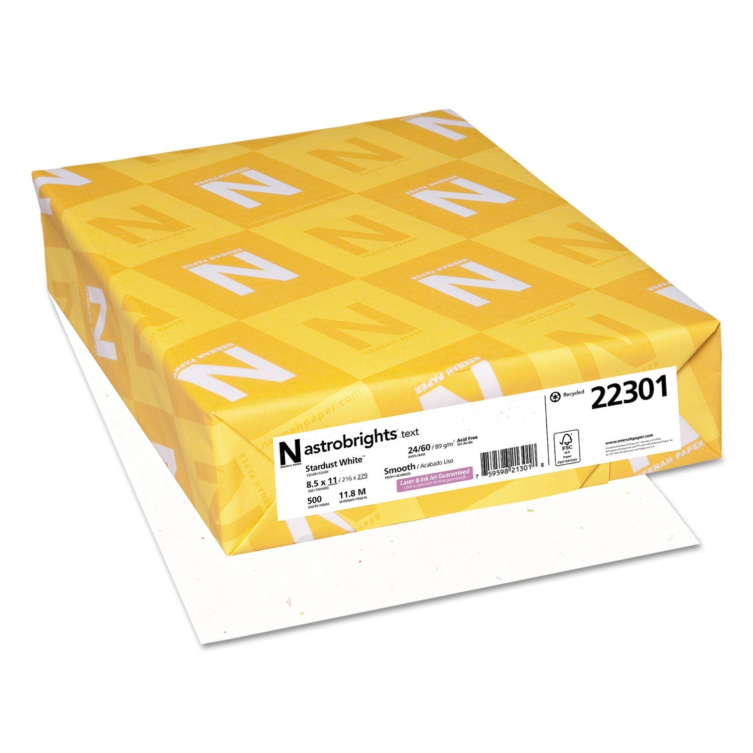 Astrobrights Color Paper, 24 lb Bond Weight, 8.5 x 11, Stardust White, 500 Sheets/Ream