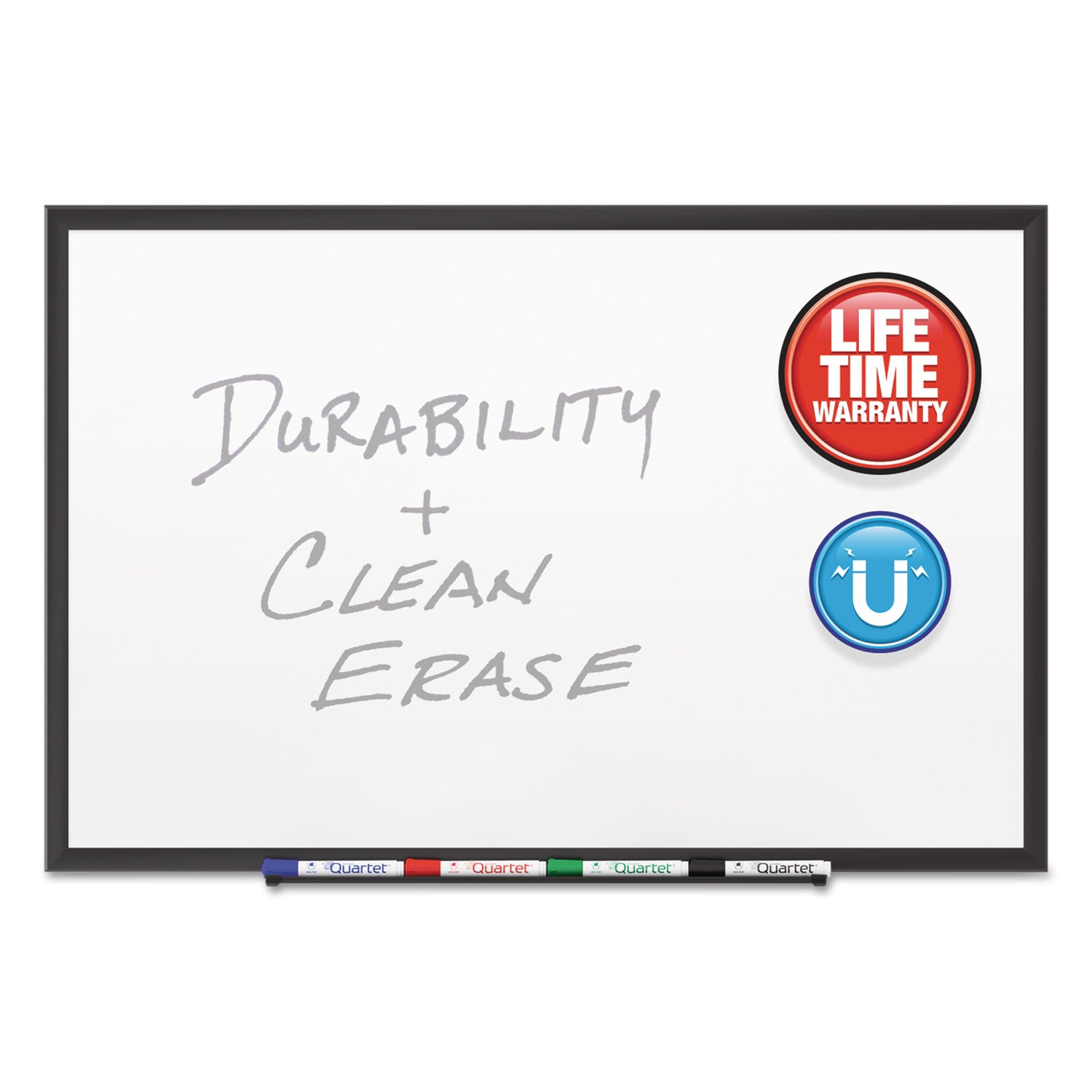 Quartet Classic Porcelain Magnetic Whiteboard, 36 x 24, Black Aluminum Frame