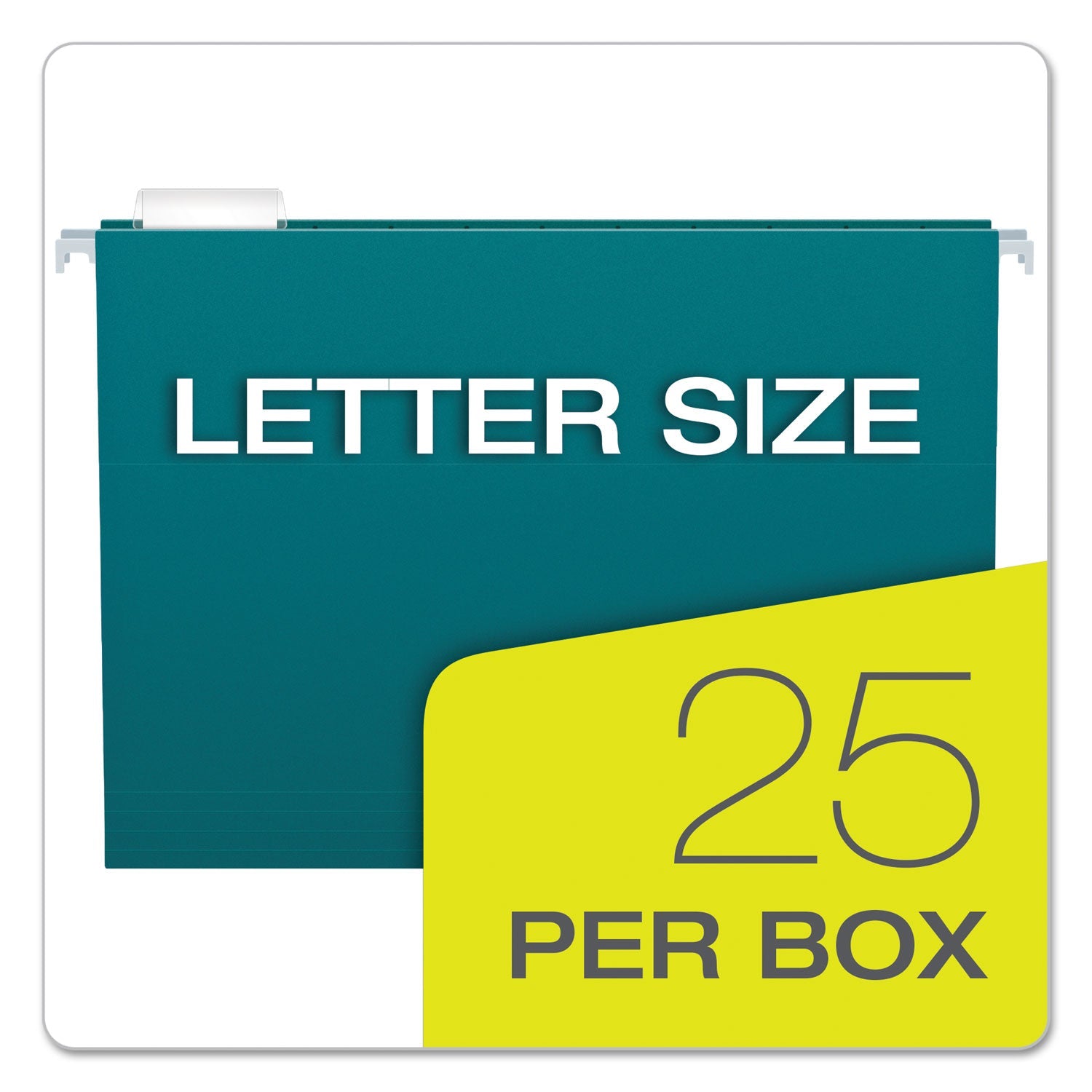 Pendaflex Colored Hanging Folders, Letter Size, 1/5-Cut Tabs, Teal, 25/Box