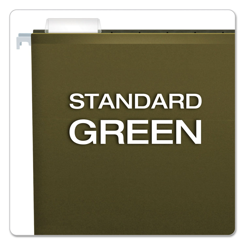 Pendaflex Extra Capacity Reinforced Hanging File Folders with Box Bottom, 1" Capacity, Letter Size, 1/5-Cut Tabs, Green, 25/Box