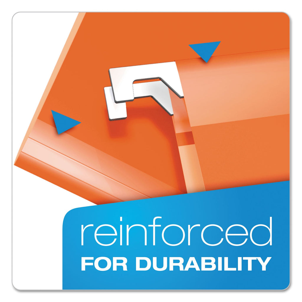Pendaflex Extra Capacity Reinforced Hanging File Folders with Box Bottom, 2" Capacity, Letter Size, 1/5-Cut Tabs, Orange, 25/Box