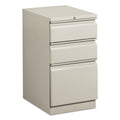 HON Mobile Pedestals, Left or Right, 3-Drawers: Box/Box/File, Legal/Letter, Light Gray, 15" x 20" x 28"
