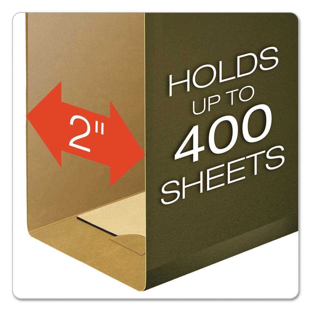Pendaflex Extra Capacity Reinforced Hanging File Folders with Box Bottom, 2" Capacity, Legal Size, 1/5-Cut Tabs, Green, 25/Box
