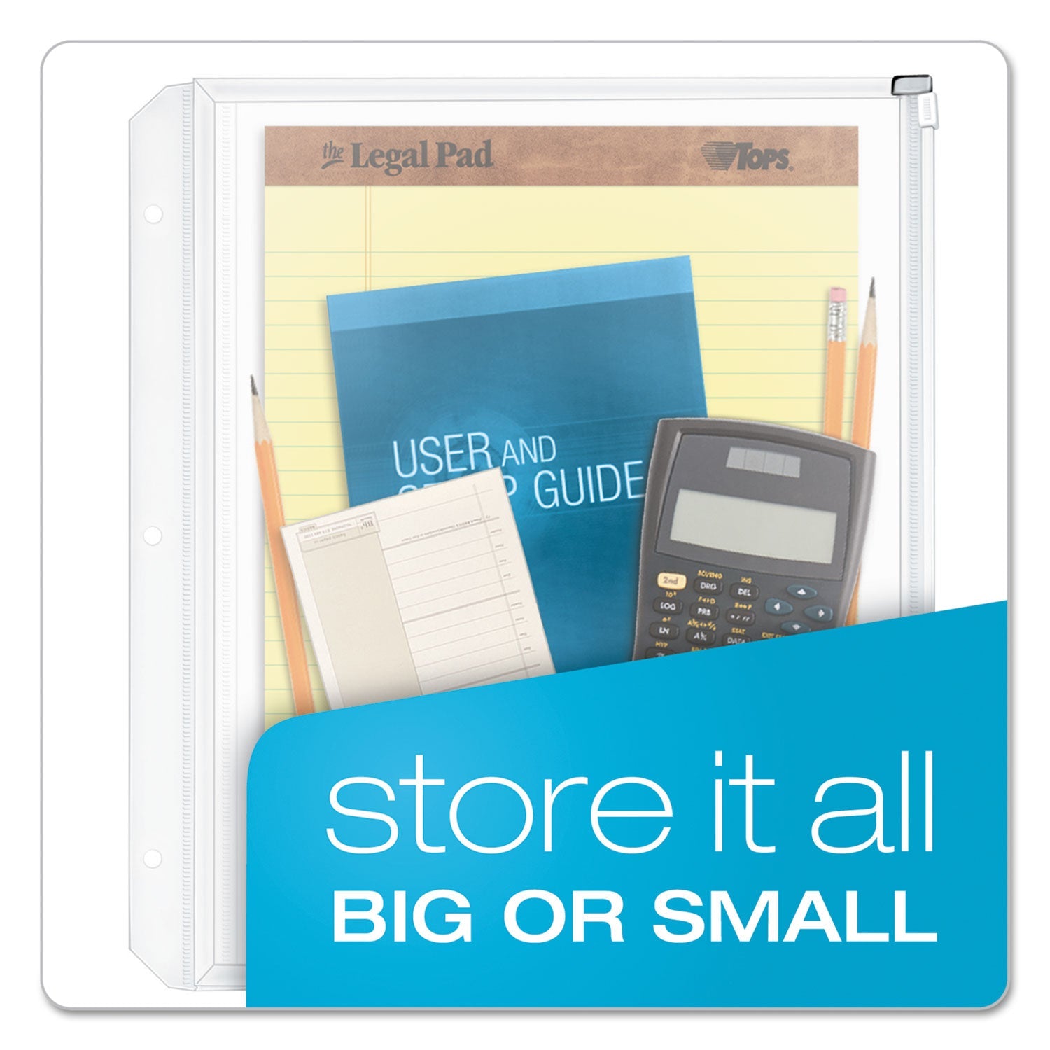 Cardinal Expanding Zipper Binder Pockets, 8.5 x 11, Clear, 3/Pack