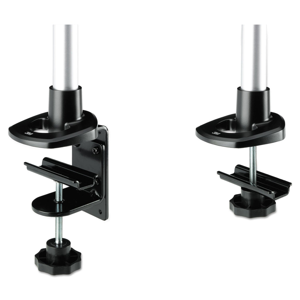 3M Dual Monitor Swivel Arm, 360 Degree Rotation, +15 Degree/-90 Degree Tilt, 180 Degree Pan, Black/Gray, Supports 30 lb