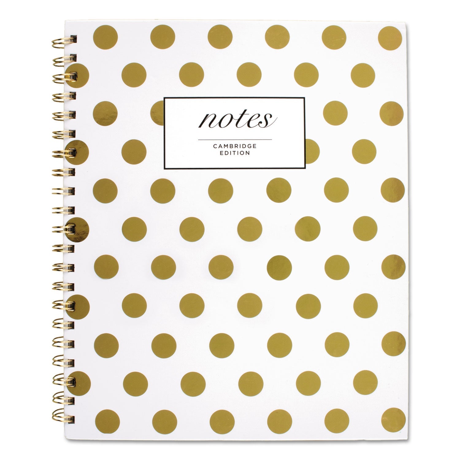 Cambridge Gold Dots Hardcover Notebook, 1 Subject, Wide/Legal Rule, White/Gold Cover, 11 x 8.88, 80 Sheets