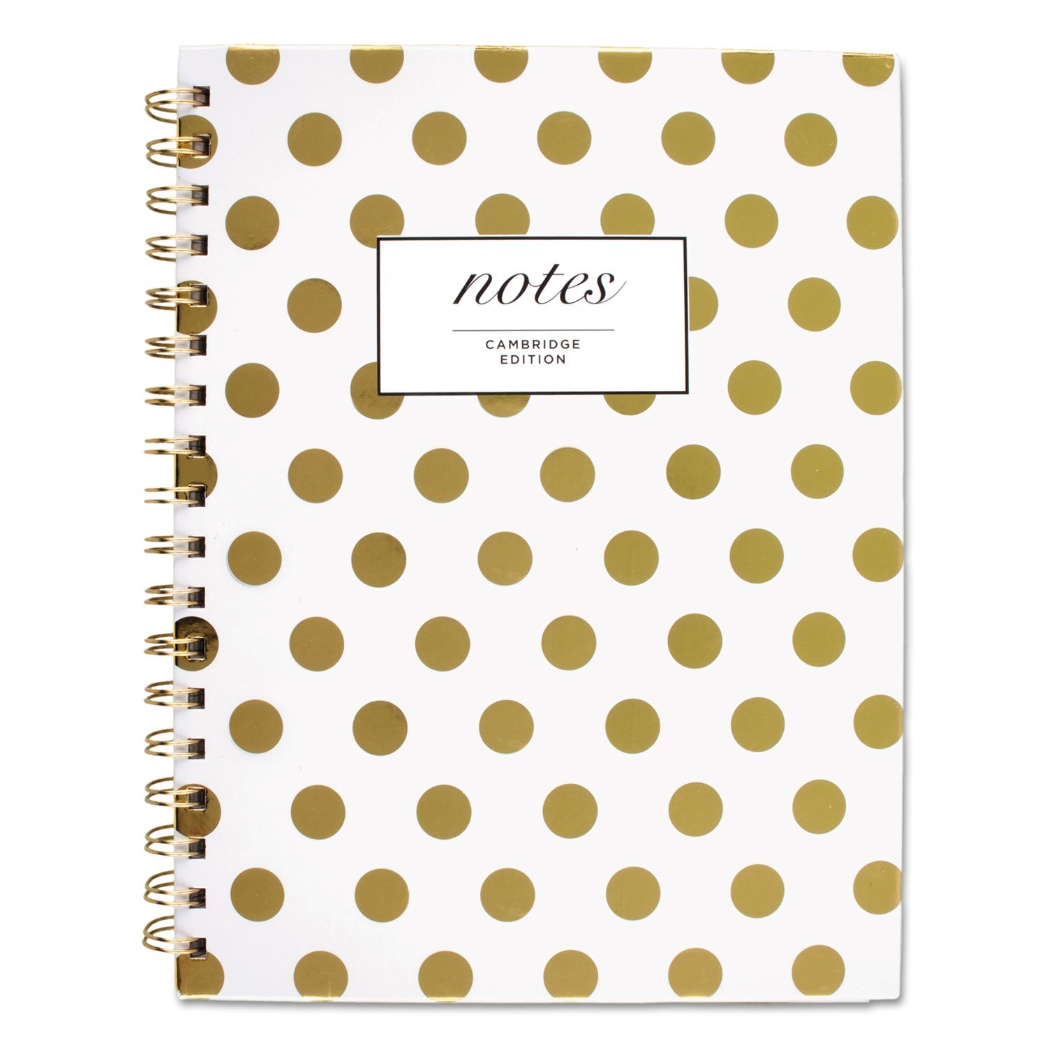 Cambridge Gold Dots Hardcover Notebook, 1 Subject, Wide/Legal Rule, White/Gold Cover, 9.5 x 7, 80 Sheets